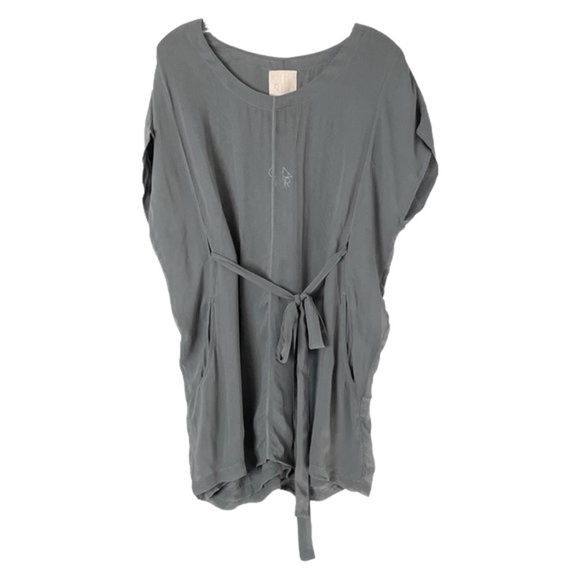 🌺 Chaser Tie-Front Lagenlook Slouchy Batwing Short Sleeve Tunic Blouse S NWT - Picture 1 of 9